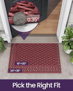 DEXI Front Door Mat Outside Entrance Rubber Floor Doormat, 24x36 Red - Image 4