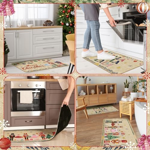 SATINIOR 3 Pcs Nutcracker Christmas Kitchen Rugs and Mats Set Non Slip - Image 5