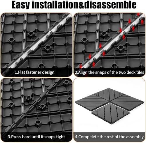 44 Pack Interlocking Deck Tiles, All-Weather Outdoor Deck Tiles - Image 4