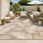 Pauwer Waterproof Outdoor Rug 10x14, Plastic Straw Patio Rug, Leaf Brown - Image 6