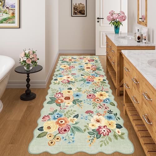 DUKINO 3x8 Kitchen Runner Rug, Soft Floral Washable Rug - Image 3