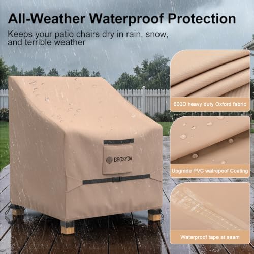 600D Outdoor Patio Chair Covers Waterproof 31"Wx33"Dx36"H, 2 Pack - Image 3