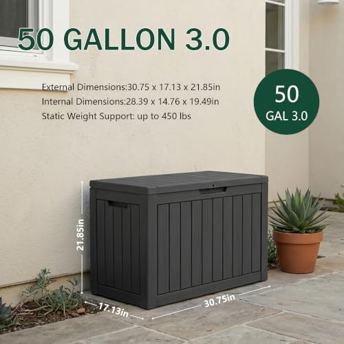 Outdoor Storage Box, 50 Gallon Waterproof Deck Box - Image 2
