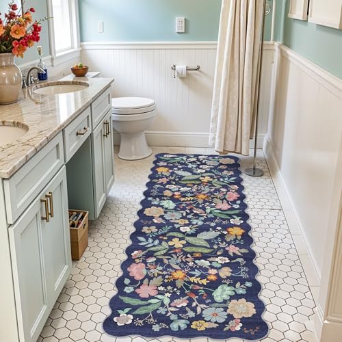 2x6 Hallway Floral Rug Runner: Washable Non Slip Low Pile Area Rug - Image 2