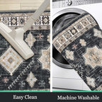 HEBE Boho Kitchen Rugs Set of 3, Non Slip Washable Kitchen Mats - Image 4