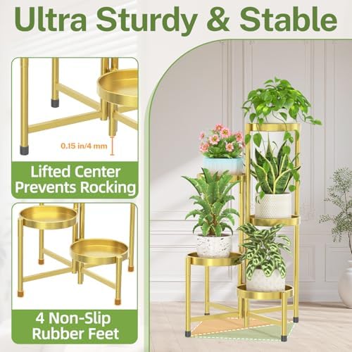 iDavosic.ly Plant Stand Indoor Outdoor, 5 Tier Metal Corner Shelf - Image 4