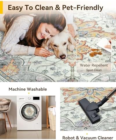 RELEANY Washable Area Rug, Round 7ft - Image 4