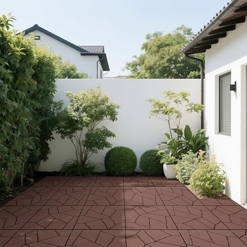 44 Pack Interlocking Deck Tiles, Polypropylene, 3D Wood Grain Plastic, - Image 6