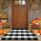 SEEKSEE Fall Decor Buffalo Plaid Outdoor Rug 27.5x43 Black and White Front Door by SEEKSEE