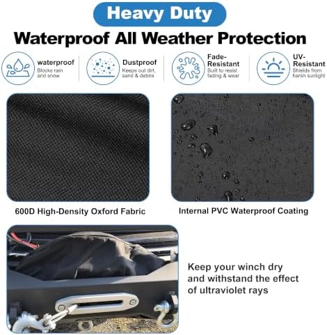 Winch Cover, Heavy Duty Waterproof Dust-Proof Winch Protection Cover, - Image 4