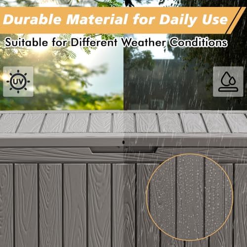 Fancyango 110 Gallon Waterproof Deck Box, Resin Outdoor Storage Box - Image 3