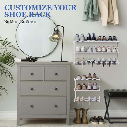 Wall Mounted Shoe Rack, 3 Tier Hanging Shoe Rack Holds 12 Pairs, Space Saving - Image 3