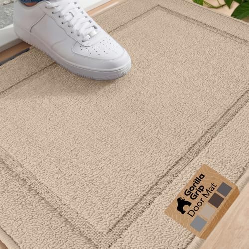GORILLA GRIP Indoor Door Mat, Rubber Backing Entry Rug 29x17 by GorillaGrip