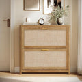 VASAGLE Boho Shoe Storage Cabinet, Rattan-Look Flip Drawers by VASAGLEbySONGMICSHOME