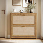 VASAGLE Boho Shoe Storage Cabinet, Rattan-Look Flip Drawers by VASAGLEbySONGMICSHOME