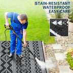 Garvee Large Outdoor Rug Waterproof Reversible Geometric Pattern, Stain - Image 4