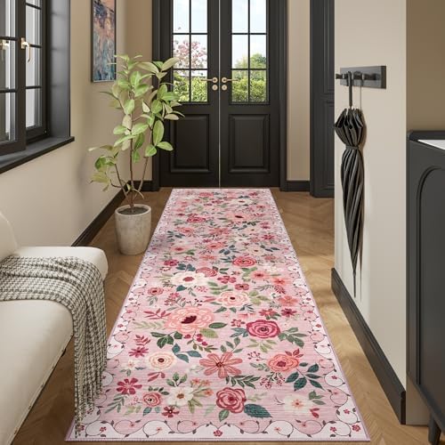 DUKINO 3x10 Runner Rug, Floral Washable Kitchen Runner Rug Non Slip - Image 4