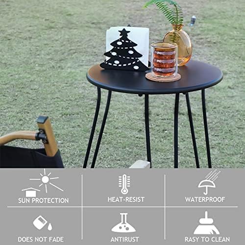 Small Patio Side Table, Weather Resistant Anti-Rust Outdoor Metal Patio Round - Image 5