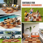 Outdoor Rug, Fall Orange Plaid Gingham Check Indoor Area Rug Outdoor Carpet RV - Image 5