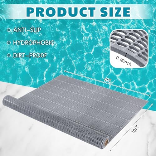 Tondiamo Pool Mats Non Slip Drainage Floor Pool Deck Mats, 4X 10 Ft - Image 2