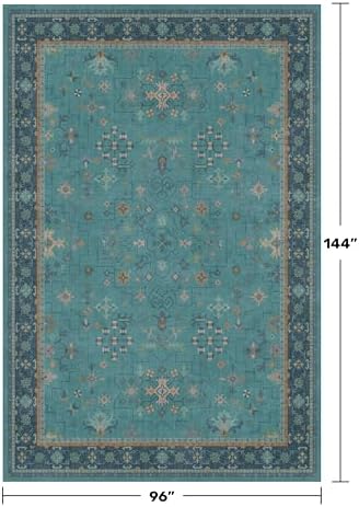 Large Boho 8x12 Teal Green Washable Living Room Rug - Image 2
