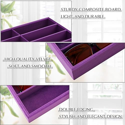 Amylove 2 Pack Sunglasses Organizer Tray Velvet Holder, 8 Grids - Image 3