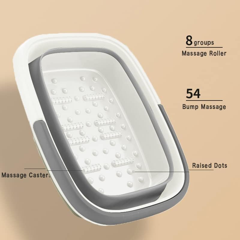 Collapsible Foot Bath Basin for Soaking Feet,Foot Soak Tub,Plastic Foot Bucket with Handles and Massage Acupoint,Foldable Laundry Basket-Gery (2 Pack)