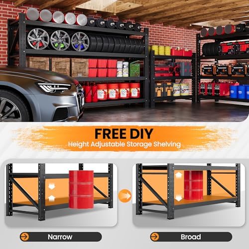 68” Wide Heavy Duty Metal Garage Shelving, Adjustable Storage Shelf - Image 4