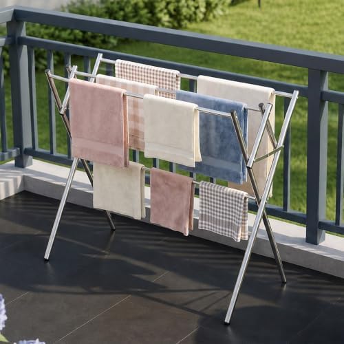 Small Drying Rack for Clothes, Compact 4 Drying Poles Foldable Laundry Rack by Unknown