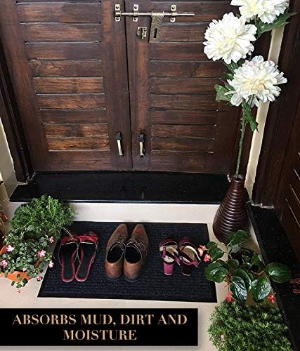 LuxUrux 2-Pack Heavy-Duty Striped Black Rubber Door Mats - Image 4
