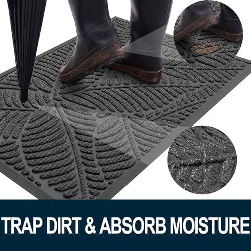 Colorxy Waterproof Front Doormat, Sturdy Natural Rubber Door Mat - Image 2