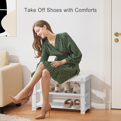 Pipishell 3 Tier Bamboo Shoe Rack Bench - Image 4