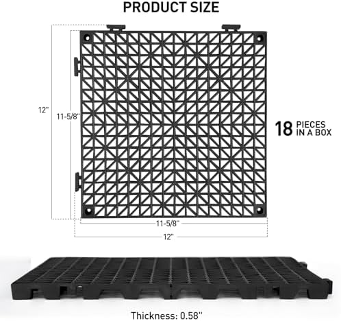 MAXWAVE 18 Pack 12" x 12" Modular Interlocking Floor Mats, Soft PVC Non-Slip - Image 2
