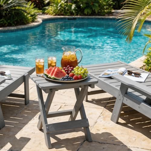 Folding Outdoor Side Table, Small HDPE Patio Table, All-Weather Compact - Image 2