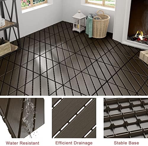 VANCASTLE Interlocking Deck Tiles 9 Pack Dark Coffee 12"x12" Patio Pavers - Image 3