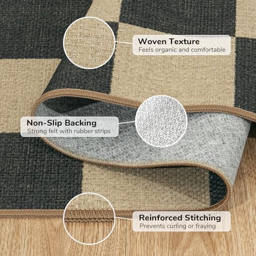Lessymo Checkered Easy Jute 2x6 Rug, Kitchen Runner Washable Rugs Non Slip - Image 7