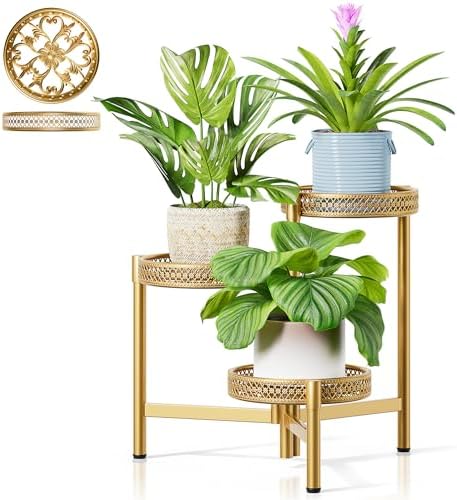 Metal Plant Stand Indoor Outdoor, 3 Tier Corner Plant Shelf by Unknown