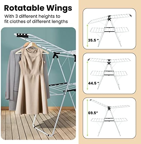COSTWAY Clothes Drying Rack, Foldable 2 Tier Clothing Laundry Rack - Image 4