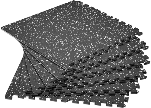 SUPERJARE 0.4'' Thick 6 Pcs 24 Sq Ft Rubber Top Exercise Equipment Mats by SUPERJARE