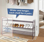 KEETDY Long 3 Tier Shoe Rack for Closet Wide Shoe Storage Organizer Stackable - Image 2