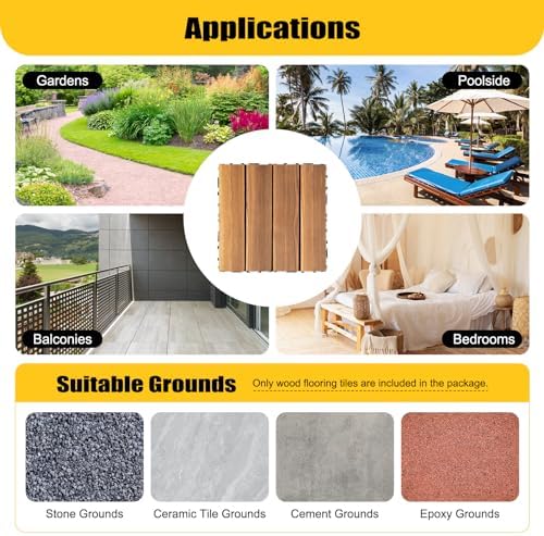 36 Pcs Interlocking Wood Deck Tiles, Dark Coffee - Image 7