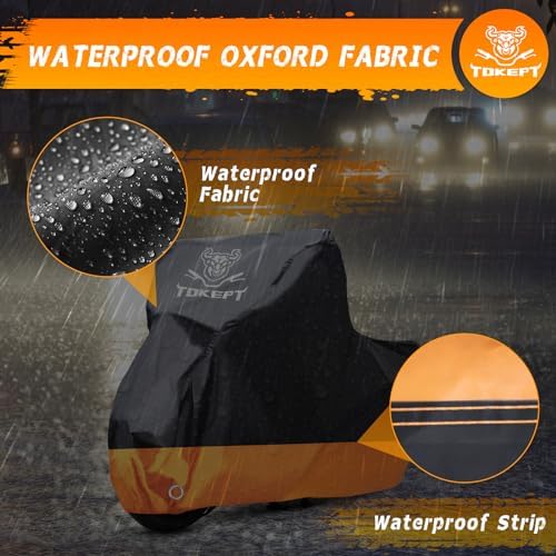 Motorcycle Cover Waterproof Outdoor Storage Fits Up to 91" - Image 4