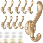 10 Pack Coat Hooks Wall Mount Heavy Duty Utility Retro Double Hooks by PEOIAOY