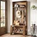 Tribesigns Hall Tree with Bench & Entryway Coat Rack with Shoe Storage by Tribesigns