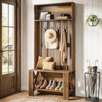 Tribesigns Hall Tree with Bench & Entryway Coat Rack with Shoe Storage by Tribesigns