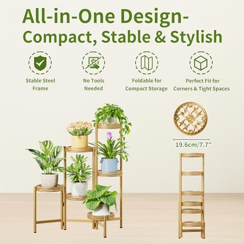 6 Tiered Plant Stand Indoor for Multiple Large Planter, Tall Heavy Duty - Image 5