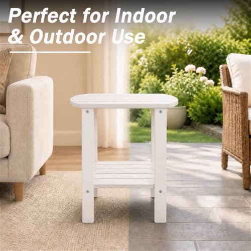 Adirondack Outdoor Side Table, 2-Tier HDPS Patio End Table - Image 5