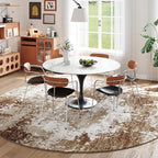 Brown Round Area Rugs 4ft Washable Circle Rug - Image 4