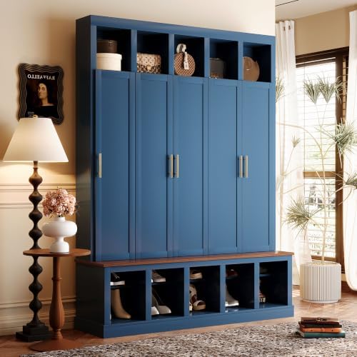 Quarte Entryway Organizer with Shoe Storage, Coat Hanging, Hat Cubbies by Unknown