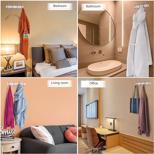 White Coat Rack Wall Mount – 12 Inch Stainless Steel Hook Rail - Image 6